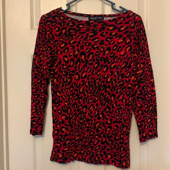 Jones New York Signature Leopard Print Tee - Picture 1 of 4